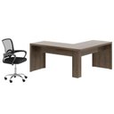 Ver imagem 3 de Kit 2 Peças com Escrivaninha em L Angular com Cadeira de Escritório Diretor Tela Mesh