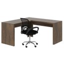 Ver imagem 4 de Kit 2 Peças com Escrivaninha em L Angular com Cadeira de Escritório Diretor Tela Mesh