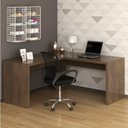 Ver imagem 1 de Kit 2 Peças com Escrivaninha em L Angular com Cadeira de Escritório Diretor Tela Mesh