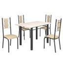 Ver imagem 2 de Conjunto Sala de Jantar Bahia Mesa Tubo 120x75cm Tampo Madeira com 4 Cadeiras