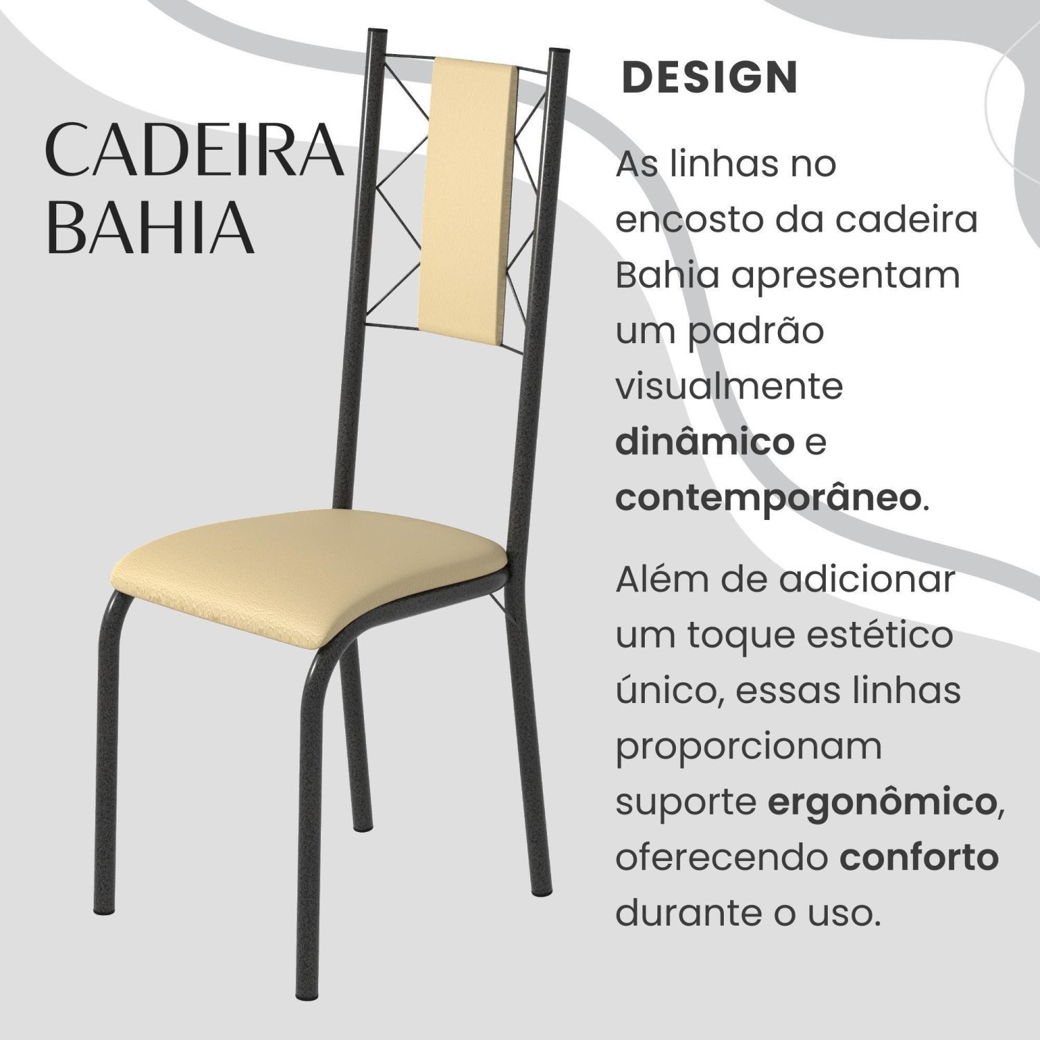 Conjunto Sala de Jantar Bahia Mesa Tubo 120x75cm Tampo Madeira com 4 Cadeiras - 5