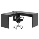 Ver imagem 4 de Kit 2 Peças com Escrivaninha em L Angular com Cadeira de Escritório Diretor Tela Mesh