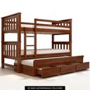 Ver imagem 1 de Cama Treliche Solteiro 188x88cm 3 Gavetas com Escada Fixa Altis Avelã B11 - Mpozenato