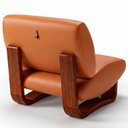 Ver imagem 5 de Poltrona Lusso Estofada Design Moderno Estrutura Madeira Cor Castanho Tecido Corino Caramelo