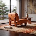 Ver imagem 4 de Poltrona Lusso Estofada Design Moderno Estrutura Madeira Cor Castanho Tecido Corino Caramelo