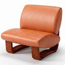Ver imagem 1 de Poltrona Lusso Estofada Design Moderno Estrutura Madeira Cor Castanho Tecido Corino Caramelo