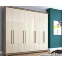 Ver imagem 1 de Guarda Roupa Casal 8 Portas e 4 Gavetas c/ Pés Master Vip 8.4 Castanha/Off White - Santos Andirá