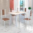 Ver imagem 1 de Conjunto Sala de Jantar Bahia Mesa Tubo 120x75cm Tampo Madeira com 4 Cadeiras