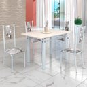 Ver imagem 1 de Conjunto Sala de Jantar Bahia Mesa Tubo 120x75cm Tampo Madeira com 4 Cadeiras