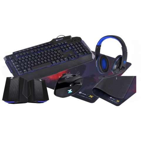 Kit Gamer Vx Gaming 5X1 - Teclado e Mouse C/fio / Fone Blade II / Caixa de Som 2.0 / Mousepad Gamer