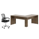 Ver imagem 3 de Kit 2 Peças com Escrivaninha em L Angular com Cadeira de Escritório Diretor Tela Mesh