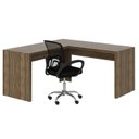 Ver imagem 4 de Kit 2 Peças com Escrivaninha em L Angular com Cadeira de Escritório Diretor Tela Mesh