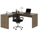 Ver imagem 2 de Kit 2 Peças com Escrivaninha em L Angular com Cadeira de Escritório Diretor Tela Mesh