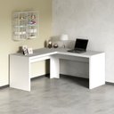Ver mais imagens de Conjunto 2 Peças com Escrivaninha em L Angular com Cadeira de Escritório Diretor Tela Mesh Branco
