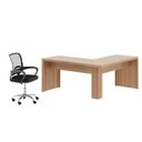Ver imagem 2 de Kit 2 Peças com Escrivaninha em L Angular com Cadeira de Escritório Diretor Tela Mesh