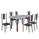 Ver imagem 2 de Conjunto Sala de Jantar Bahia Mesa Tubo 140x75cm Tampo Pedra Granito com 6 Cadeiras
