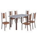 Ver imagem 2 de Conjunto Sala de Jantar Bahia Mesa Tubo 140x75cm Tampo Pedra Granito com 6 Cadeiras