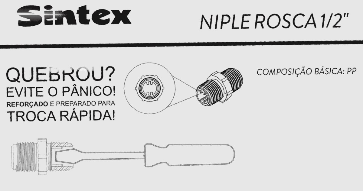 Nípel Roscável Água Branco 1/2" Troca Rápida - Sintex - 4