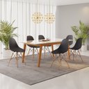 Ver imagem 1 de Conjunto Mesa Retangular Vidro/MDF com 6 Cadeiras Eames PP Preto/Cinamomo/Off White