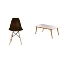 Ver imagem 2 de Conjunto Mesa Retangular Vidro/MDF com 6 Cadeiras Eames PP Preto/Cinamomo/Off White