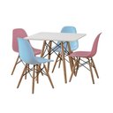 Ver imagem 6 de Conjunto De Mesa Infantil Madeira 68Cm Quadrado Branco 2 Cadeira Azul E 2 Rosa