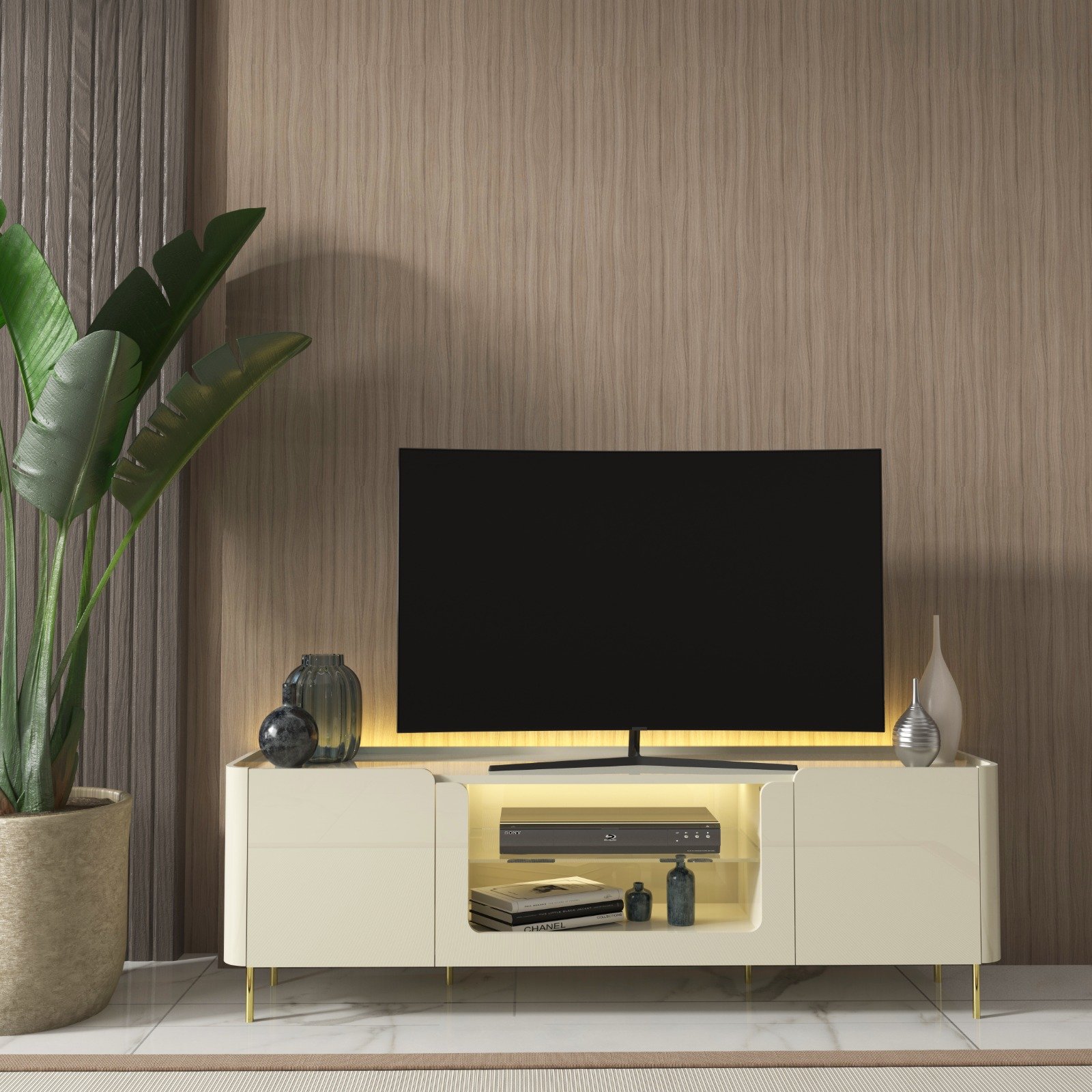 Rack para TV até 75 Polegadas com LED e Pés de Ferro 170cm Splendore Yescasa Menor preço em Rack para TV até 75 Polegadas com LED e Pés de Ferro 170cm Splendore Yescasa