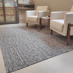 Tapete para Sala Cinza Mesclado 200x250cm Antiderrapante Mesa Jantar Retangular - 1