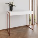 Ver imagem 1 de Aparador Industrial Retangular Califórnia Branco 137x40cm Base Cobre