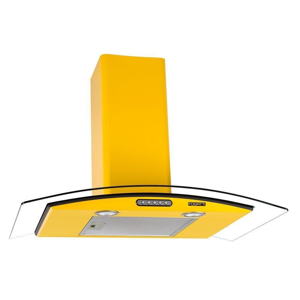 Coifa de Parede 80cm Vidro Curvo Slim Fogatti Amarelo 220v - 1