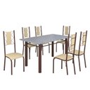 Ver imagem 2 de Conjunto Sala de Jantar Bahia Mesa Tubo 140x75cm Tampo Pedra Granito com 6 Cadeiras