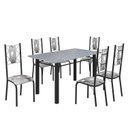 Ver imagem 2 de Conjunto Sala de Jantar Bahia Mesa Tubo 140x75cm Tampo Pedra Granito com 6 Cadeiras