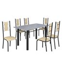 Ver imagem 2 de Conjunto Sala de Jantar Bahia Mesa Tubo 140x75cm Tampo Pedra Granito com 6 Cadeiras