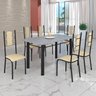 Conjunto Sala de Jantar Bahia Mesa Tubo 140x75cm Tampo Pedra Granito com 6 Cadeiras - 1