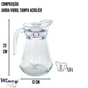 Ver imagem 4 de Jarra Vidro Lisa Drink Sucos Tampa Acrílico 1,5 Nowra Wincy