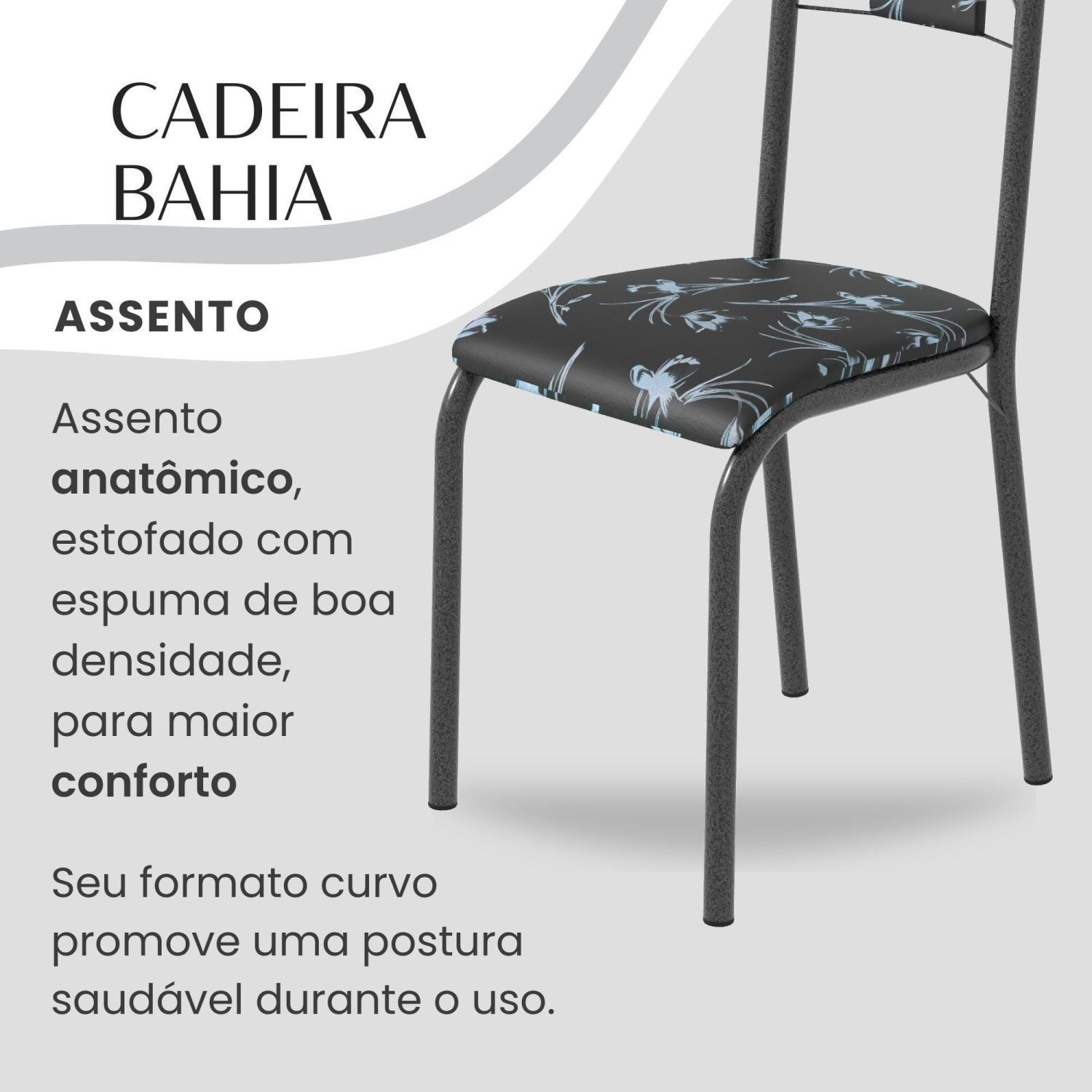 Conjunto Sala de Jantar Bahia Mesa Tubo 140x75cm Tampo Pedra Granito com 6 Cadeiras - 8