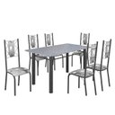 Ver imagem 2 de Conjunto Sala de Jantar Bahia Mesa Tubo 140x75cm Tampo Pedra Granito com 6 Cadeiras