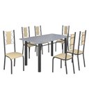 Ver imagem 2 de Conjunto Sala de Jantar Bahia Mesa Tubo 140x75cm Tampo Pedra Granito com 6 Cadeiras