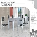 Ver imagem 6 de Conjunto Sala de Jantar Bahia Mesa Tubo 140x75cm Tampo Pedra Granito com 6 Cadeiras