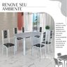 Conjunto Sala de Jantar Bahia Mesa Tubo 140x75cm Tampo Pedra Granito com 6 Cadeiras - 6