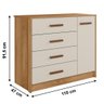 Cômoda Pérola  100% MDF 4 Gavetas 1 Portas Com Cabideiro Nature Branco Off - Peternella - 4