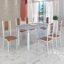 Ver imagem 1 de Conjunto Sala de Jantar Bahia Mesa Tubo 140x75cm Tampo Pedra Granito com 6 Cadeiras