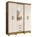 Ver imagem 2 de Guarda Roupa Mentor 6 Portas e 3 Gavetas com Espelho Nature/Off White - Móveis Briz