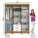 Ver imagem 3 de Guarda Roupa Mentor 6 Portas e 3 Gavetas com Espelho Nature/Off White - Móveis Briz