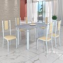 Ver imagem 1 de Conjunto Sala de Jantar Bahia Mesa Tubo 140x75cm Tampo Pedra Granito com 6 Cadeiras