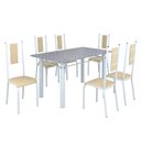 Ver imagem 2 de Conjunto Sala de Jantar Bahia Mesa Tubo 140x75cm Tampo Pedra Granito com 6 Cadeiras