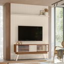 Ver imagem 1 de Kit Painel Piso-Teto Ripado Frizz 2 Portas Naturale e Off White Pallazio