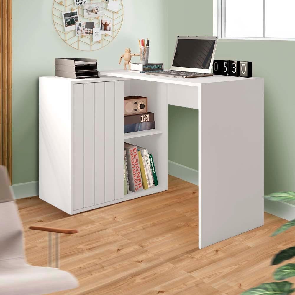 Mesa Versátil para Home Office Branco Harlow Shop Jm | MadeiraMadeira