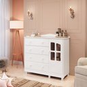 Ver imagem 1 de Cômoda de Bebê 1 Porta com Janela 4 Gavetas Maya Clássico Espresso Móveis Branco/Brilho