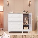 Ver imagem 5 de Cômoda de Bebê 1 Porta com Janela 4 Gavetas Maya Clássico Espresso Móveis Branco/Brilho