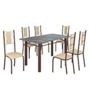 Ver imagem 2 de Conjunto Sala de Jantar Bahia Mesa Tubo 3" 140x75cm Tampo Pedra Granito Topázio com 6 Cadeiras